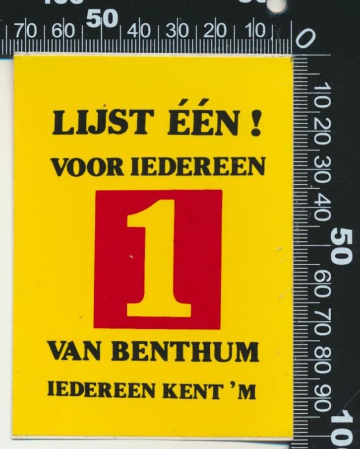 Sticker: Lijst Een voor Iedereen - Van Benthum, Verzamelen, Stickers, Zo goed als nieuw, Bedrijf of Vereniging, Ophalen of Verzenden