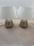 2x Lamp met kap - Gouden voet, Huis en Inrichting, Lampen | Tafellampen, Ophalen of Verzenden, Zo goed als nieuw, Metaal, Minder dan 50 cm