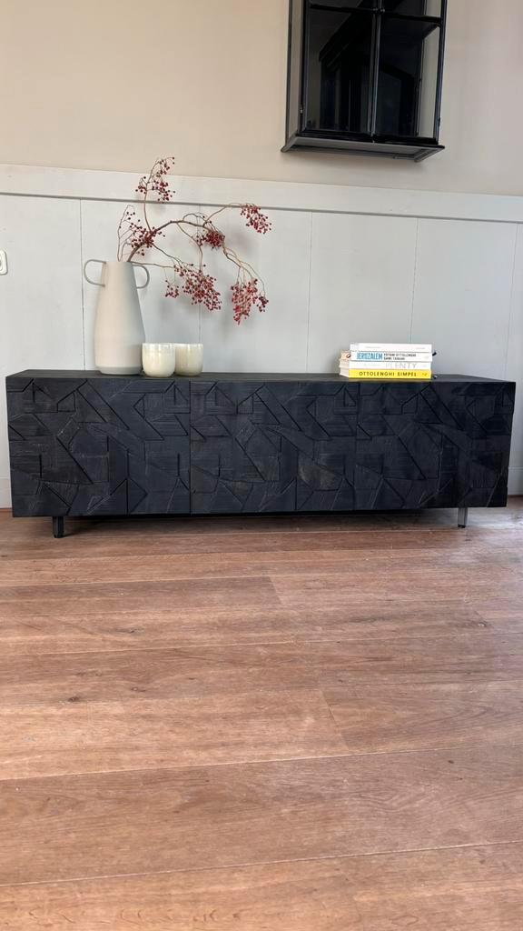NIEUW BePureHome Counter tv meubel mangohout zwart, Huis en Inrichting, Kasten | Televisiemeubels, Nieuw, Minder dan 100 cm, 150 tot 200 cm