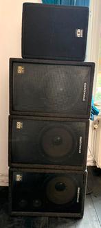 Dynacord boxen top hoog, hoog midden en laag. 2x4 stuks, Gebruikt, 120 watt of meer, Front, Rear of Stereo speakers, Ophalen