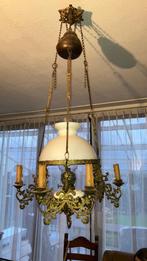 Antieke Olie Hanglamp met witte kap., Antiek en Kunst, Ophalen