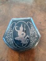 Indonesische poederdoos, zilver en emaille., Verzenden, Zilver