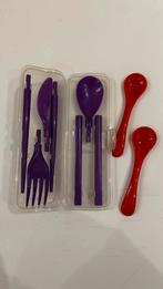 Klein plastic kinderen bestek / Mini plastic cutlery in case, Ophalen of Verzenden, Nieuw, Kunststof
