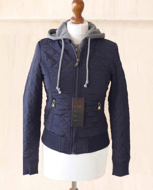 Gewatteerde jas tussenseizoen blauw/grijs, maat S (nieuw), Kleding | Dames, Jassen | Zomer, Nieuw, Maat 38/40 (M), Blauw, Ophalen of Verzenden