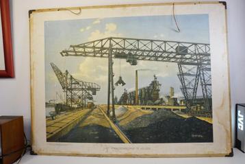 Vintage Schoolplaat Hoogovens Velsen – F. Rackwitz – 114x85 beschikbaar voor biedingen