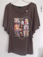 Top Glitz & Glam, maat XS, olijfgroen met opdruk, Kleding | Dames, Ophalen of Verzenden, Zo goed als nieuw, Korte mouw, Maat 34 (XS) of kleiner