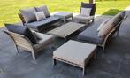 Design loungeset RVS / hardhout, Tuin en Terras, Tuinsets en Loungesets, Ophalen, Gebruikt, 6 zitplaatsen, Bank