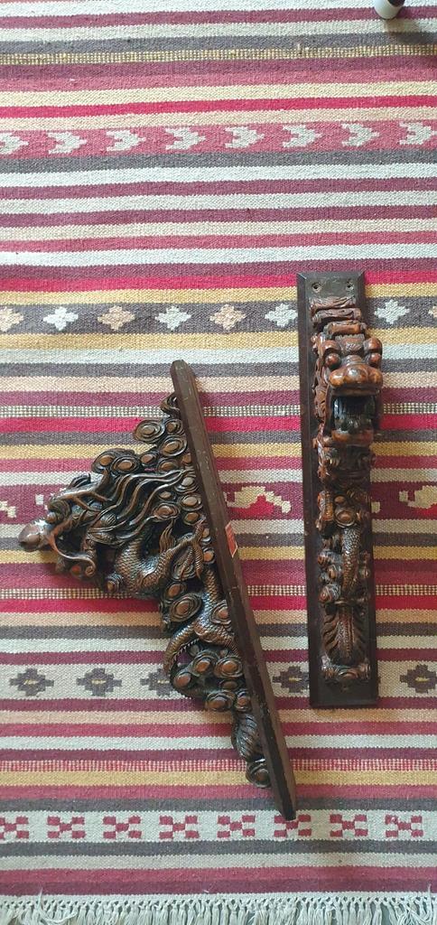 Set van 2 houtsnijwerk consoles/ Aziatisch draken, Antiek en Kunst, Kunst | Niet-Westerse kunst, Ophalen of Verzenden
