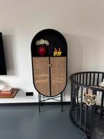 HK Living Retro Ovale Kast Zwart Rotan, Ophalen, 50 tot 100 cm, Zo goed als nieuw, Metaal