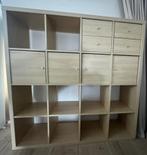 Kallax 4x4 eikeneffect + inzet, Huis en Inrichting, Kasten | Overige, Ophalen, Gebruikt