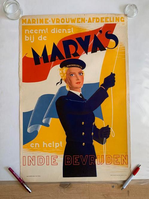 Affiche Koninklijke Marine Vrouwen Afdeling Marva’s, Verzamelen, Militaria | Algemeen, Marine, Boek of Tijdschrift, Nederland