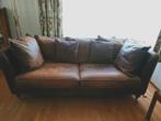 Schapenleren bank met losse leren kussens, Ophalen, Gebruikt, Driepersoons, 75 tot 100 cm