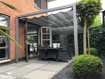 Nesling pergola aluminium 319x319 met Harmonicadoek