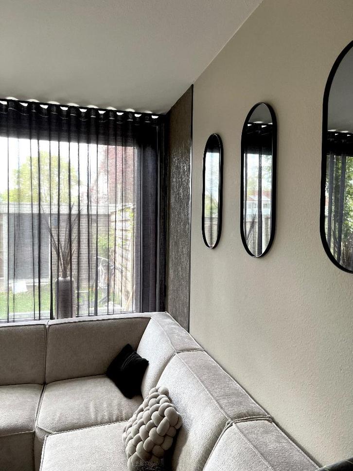 Zwarte linnenlook inbetweens op maat, Huis en Inrichting, Stoffering | Gordijnen en Lamellen, Nieuw, 200 cm of meer, 200 cm of meer