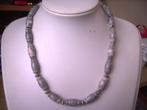 Een mooie Aparte Zebra Jaspis edelstenen ketting, Verzenden, Zilver, Ketting, Met edelsteen