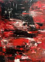 Red Velocity - abstract schilderij, rood, zwart, f1, 60x80cm, Antiek en Kunst, Kunst | Schilderijen | Abstract, Verzenden