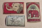 125) ORIGINELE JAPANSE LUCIFERMERKEN- WOODBLOCK - OLIFANTEN, Verzamelen, Ophalen of Verzenden, Gebruikt, Luciferdoosjes of -merken