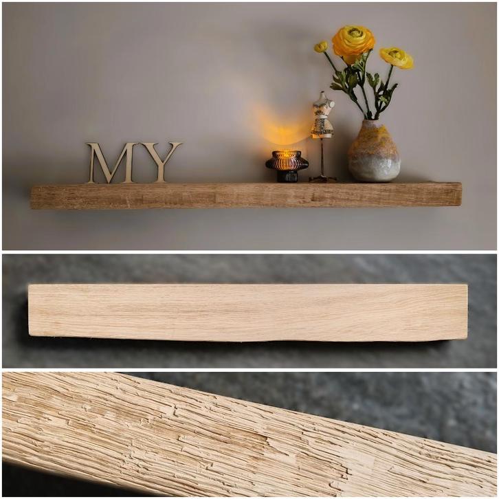 Eikenhouten wandplank zwevend - decoratief schap - 71cm #182, Huis en Inrichting, Woonaccessoires | Wandplanken en Boekenplanken