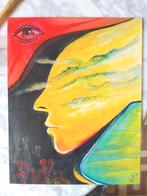 Schilderijtje 30x25 - Abstract Portret "Eye-dentity", Ophalen of Verzenden