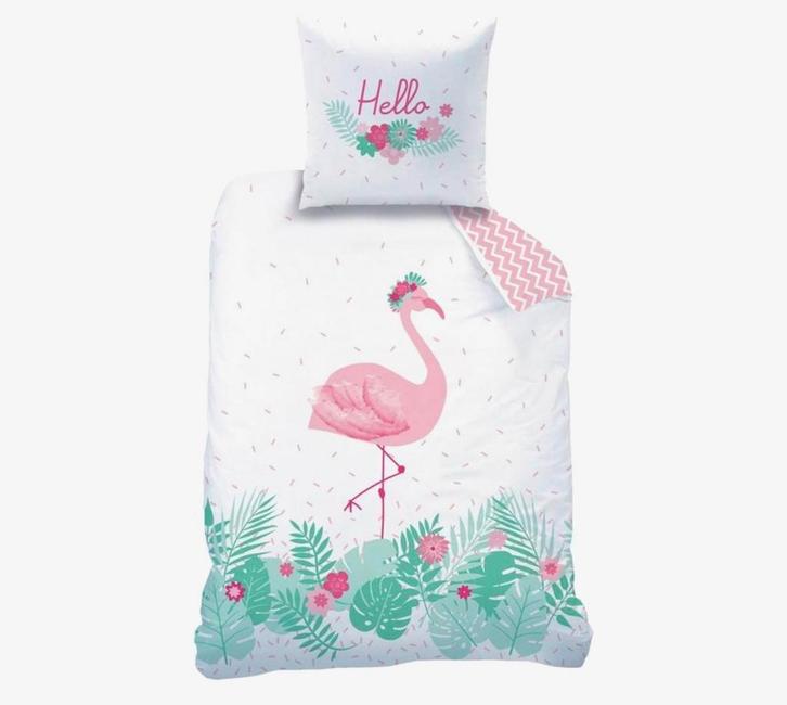 Matt&Rose Flamingo Kinderdekbedovertrek, 140x200 cm., Kinderen en Baby's, Kinderkamer | Beddengoed, Zo goed als nieuw, Dekbedovertrek