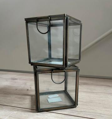Nieuw! 2 stuks glazen boxen - sieradendoos - decoratie beschikbaar voor biedingen
