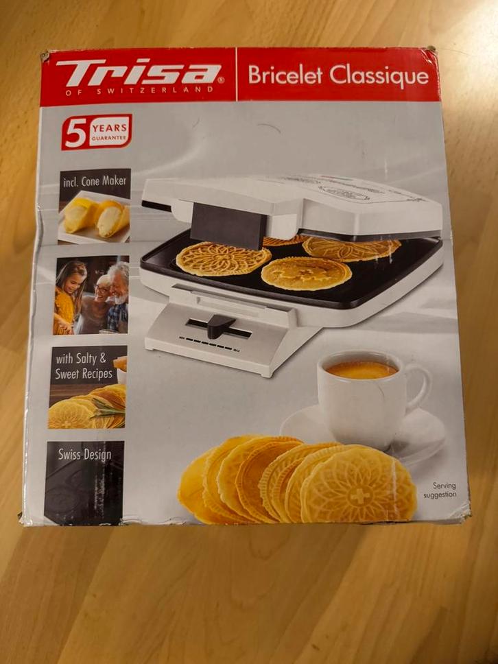 Trisa Bricelet Classique wafelijzer | Voor 4 dunne bretzeli, Witgoed en Apparatuur, Wafelijzers, Nieuw, Ophalen of Verzenden