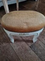 Vintage ovaal voetenbankje mosterd geel fluweel, Ophalen of Verzenden