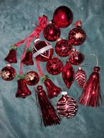 Set rode kerstballen, klokjes, pegel, Diversen, Kerst, Ophalen of Verzenden, Zo goed als nieuw