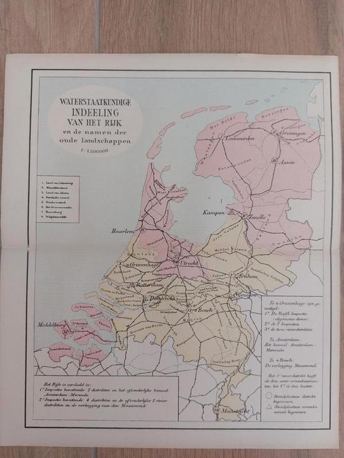 39 / Nederland Landschappen Waterstaat kundige indeling 1885, Antiek en Kunst, Kunst | Litho's en Zeefdrukken, Ophalen of Verzenden