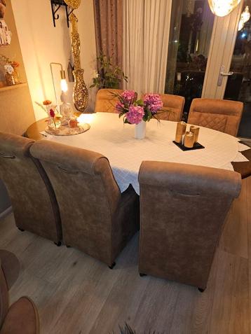 6 eetkamerstoelen Christian lederlook bruin beschikbaar voor biedingen