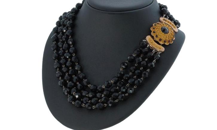 Granaat antieke ketting 4-strengs fraai 14k gouden slot dame, Sieraden, Tassen en Uiterlijk, Antieke sieraden, Ketting, Goud, Met edelsteen