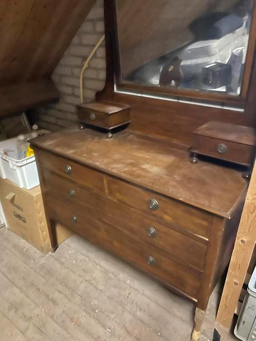 Antiek toilettafel met diverse lades, Huis en Inrichting, Tafels | Kaptafels, Gebruikt, 100 tot 150 cm, 100 tot 150 cm, Hout, Ophalen