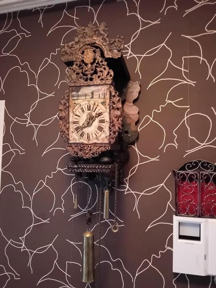 Stoelklok en Staartklok Antiek ca: 1800 en 1850 nette staat, Antiek en Kunst, Antiek | Klokken, Ophalen