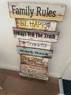 Houten “Family Rules” Wanddecoratie, Huis en Inrichting, Ophalen, Zo goed als nieuw