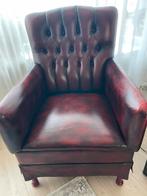 Vintage antiek rood fauteuil, Huis en Inrichting, Fauteuils, Ophalen, Gebruikt, Minder dan 75 cm, Leer