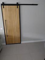 Massief Eiken schuifdeur, Ophalen, Binnendeur, Zo goed als nieuw, Schuifdeur