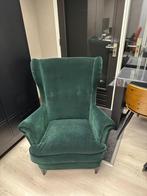 fauteuil donkergroen fluweel/stof, Ophalen, 75 tot 100 cm, Zo goed als nieuw, Stof