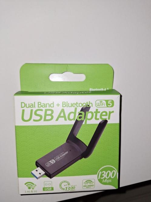 USB Wifi 5 + Bluetooth Adapter/Receiver Compleet in doos!, Computers en Software, Routers en Modems, Zo goed als nieuw, Ophalen of Verzenden