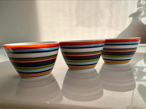 Set 3 Iittala Origo Oranje Eierdopjes Gestreept A. Häberli, Huis en Inrichting, Keuken | Servies, Zo goed als nieuw, Overige typen