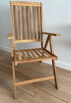 teakhouten tuinstoelen, voetenbankjes en bijzettafel te koop, Ophalen, 4 zitplaatsen, Hardhout, Nieuw