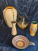 Mid Century keramiek vazen en schaal JASBA & West Germany, Overige kleuren, Aardewerk of Porselein, Ophalen of Verzenden, Zo goed als nieuw