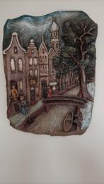 Vintage klei gebakken wandbord, Huis en Inrichting, Woonaccessoires | Schilderijen, Tekeningen en Foto's, Minder dan 50 cm, Ophalen of Verzenden