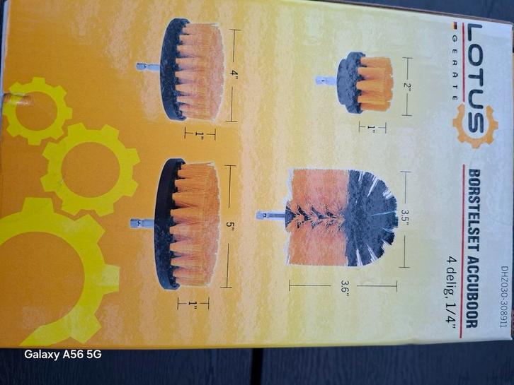 Lotus Borstelset Accuboor - 4 delig - Nieuw, Doe-het-zelf en Verbouw, Gereedschap | Handgereedschap, Nieuw, Ophalen of Verzenden
