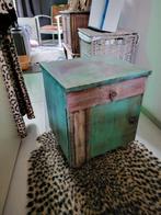 Turquoise ibiza India stijl kastje vintage, Huis en Inrichting, Woonaccessoires | Kisten, Minder dan 50 cm, Minder dan 50 cm, Ophalen of Verzenden