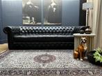 Chesterfield Buttonseat 5 zits bank zwart leer 2.50 breed, 250 tot 300 cm, Ophalen of Verzenden, Zo goed als nieuw, Engels chique klassiek