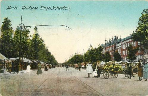 (388-233-001) Rotterdam Markt Goudsche Singel, Verzamelen, Ansichtkaarten | Nederland, Zuid-Holland, Verzenden