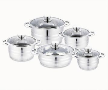 10 delig zanotti zilver inductie pannenset rvs glazen deksel beschikbaar voor biedingen