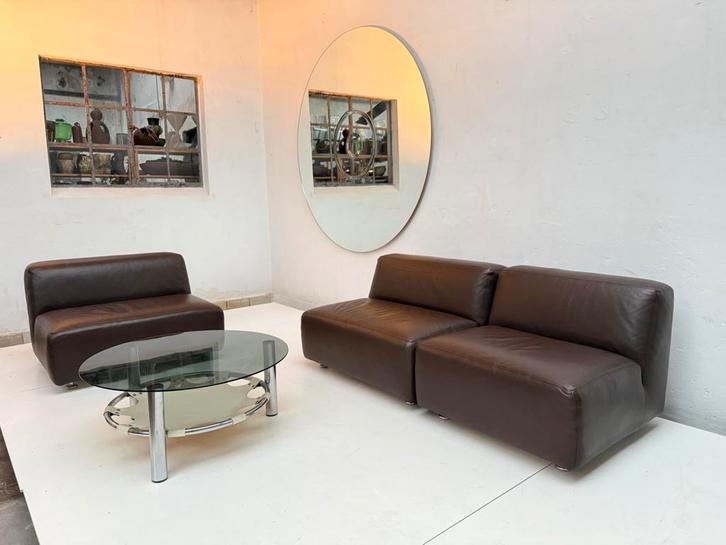 3 elements Leather modular sofa 1970’s vintage design, Huis en Inrichting, Banken | Bankstellen, Gebruikt, Vierpersoons of meer