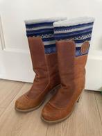 Gevoerde laarzen bruin, bovenkant gebreid, maat 38, Hoge laarzen, H&M, Bruin, Ophalen of Verzenden