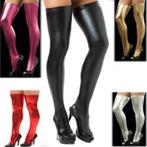 Leer look kousen (sexy leren wetlook kniekousen dames), Verzenden, Nieuw, Stay-up kousen